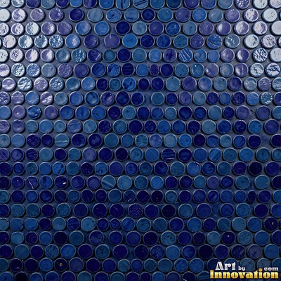 Sage green penny round mosaic tiles packed edge to edge