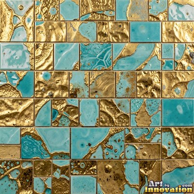 Moorish star pattern mosaic in emerald green glaze, a full frame tile texture