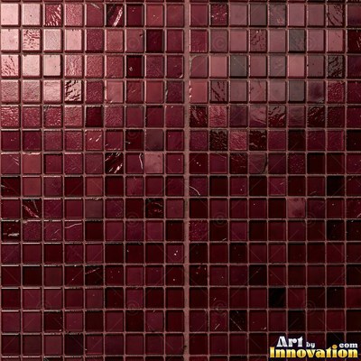 Broken tile mosaic of irregular yellow shards set in gray grout