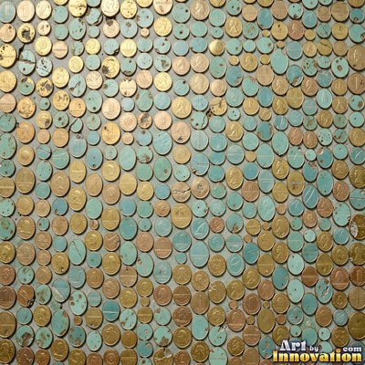 Sage green penny round mosaic tiles packed edge to edge