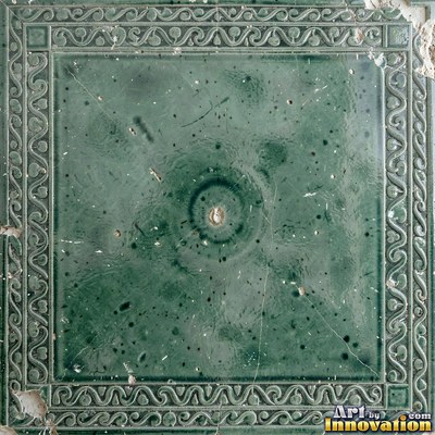 Moorish star pattern mosaic in emerald green glaze, a full frame tile texture