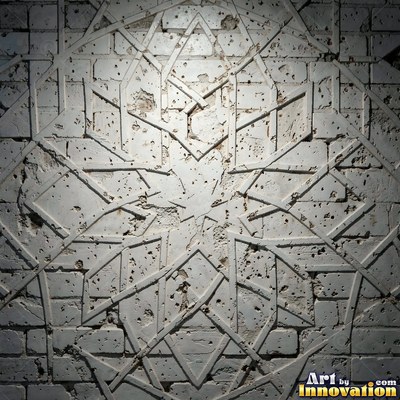 Moorish star pattern mosaic in emerald green glaze, a full frame tile texture
