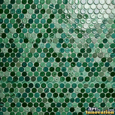 Roman style stone mosaic with a border pattern in whitewashed tones