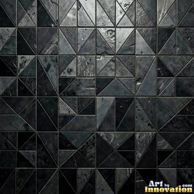 Roman style stone mosaic with a border pattern in whitewashed tones