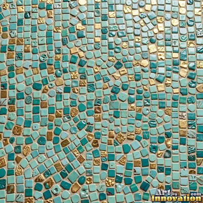 Sage green penny round mosaic tiles packed edge to edge