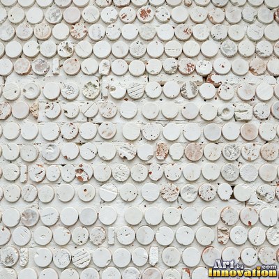 Sage green penny round mosaic tiles packed edge to edge