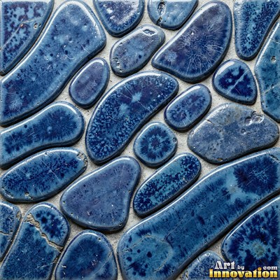 Sage green penny round mosaic tiles packed edge to edge