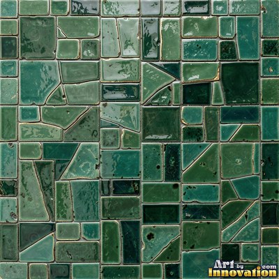 Moorish star pattern mosaic in emerald green glaze, a full frame tile texture
