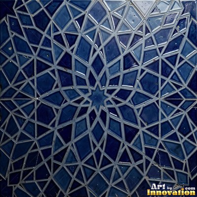 Moorish star pattern mosaic in emerald green glaze, a full frame tile texture