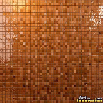 Broken tile mosaic of irregular yellow shards set in gray grout