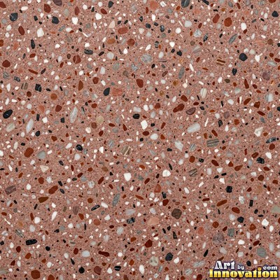 Polished terrazzo with small stone chips scattered evenly across a charcoal base