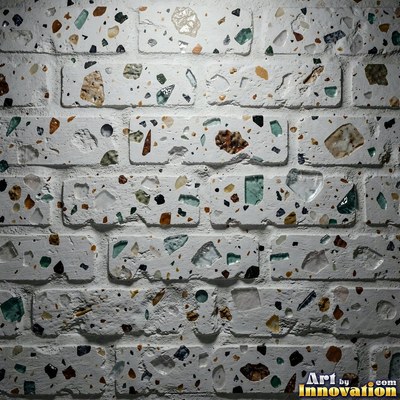 Cream and sand terrazzo set with large irregular stone fragments