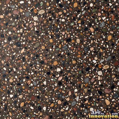 Black and white terrazzo flecked with mother of pearl, evenly lit