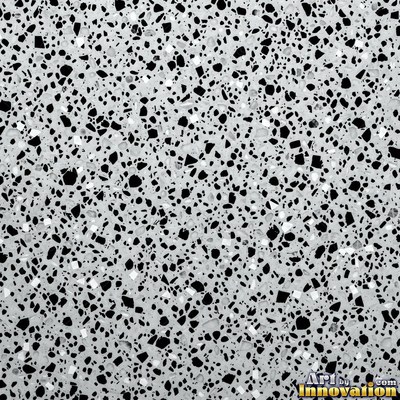 Cream and sand terrazzo set with large irregular stone fragments
