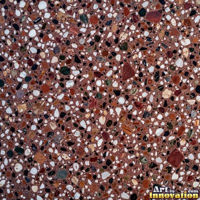 Cream and sand terrazzo set with large irregular stone fragments