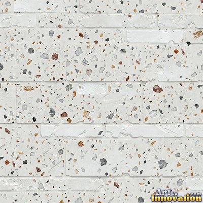 Black and white terrazzo flecked with mother of pearl, evenly lit