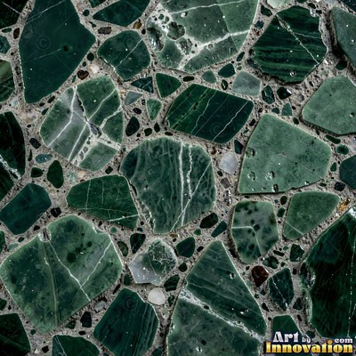Minimal terrazzo with sparse chips on a smooth warm yellow base