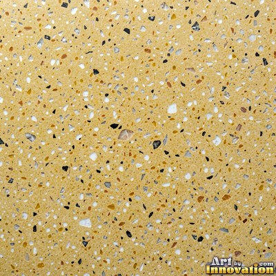 Cream and sand terrazzo set with large irregular stone fragments