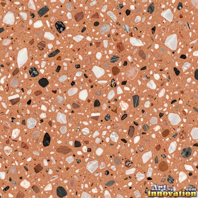 Cream and sand terrazzo set with large irregular stone fragments