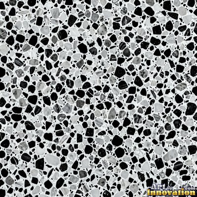 Minimal terrazzo with sparse chips on a smooth warm yellow base