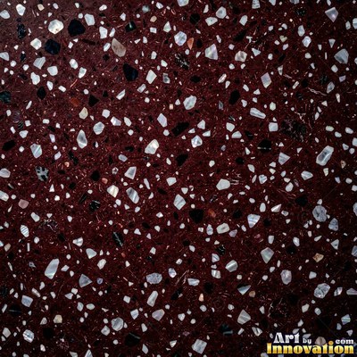 Cream and sand terrazzo set with large irregular stone fragments