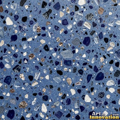 Polished terrazzo with small stone chips scattered evenly across a charcoal base