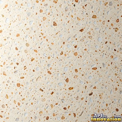 Minimal terrazzo with sparse chips on a smooth warm yellow base