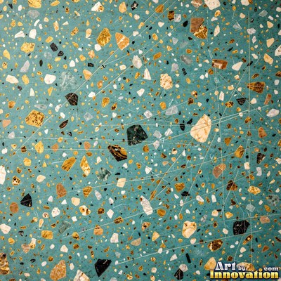 Cream and sand terrazzo set with large irregular stone fragments