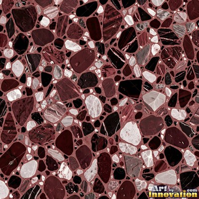 Black and white terrazzo flecked with mother of pearl, evenly lit