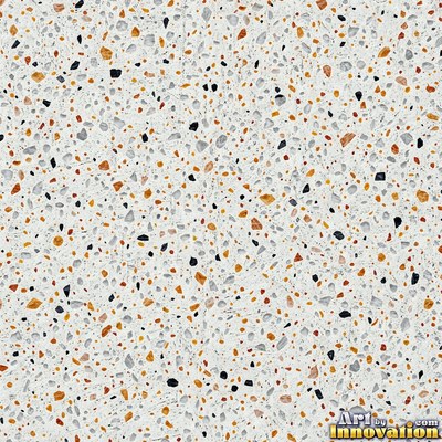 Cream and sand terrazzo set with large irregular stone fragments