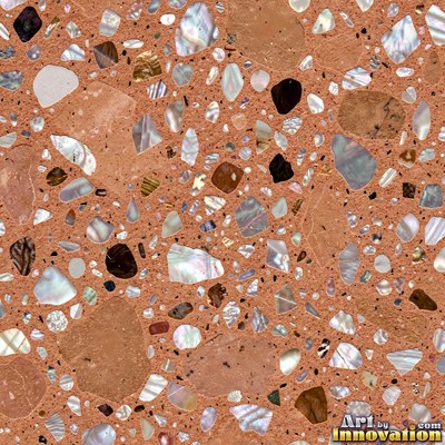 Minimal terrazzo with sparse chips on a smooth warm yellow base