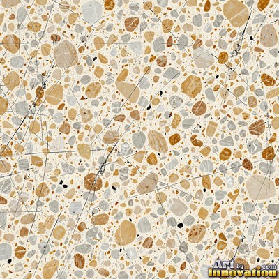 Polished terrazzo with small stone chips scattered evenly across a charcoal base