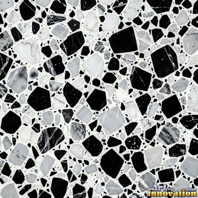 Cream and sand terrazzo set with large irregular stone fragments
