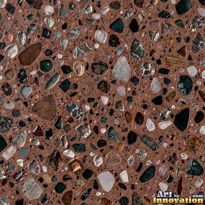 Minimal terrazzo with sparse chips on a smooth warm yellow base