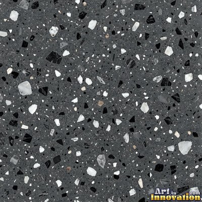 Cream and sand terrazzo set with large irregular stone fragments