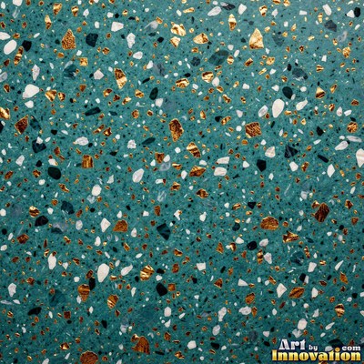 Minimal terrazzo with sparse chips on a smooth warm yellow base