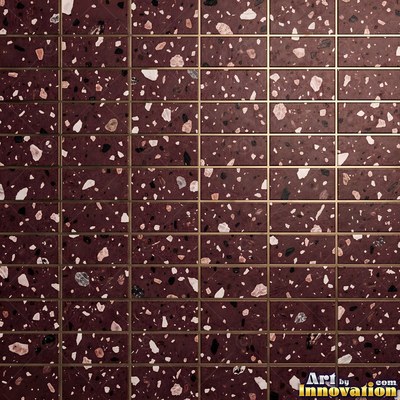 Polished terrazzo with small stone chips scattered evenly across a charcoal base