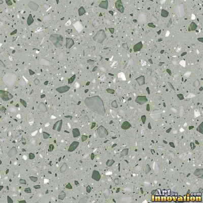 Cream and sand terrazzo set with large irregular stone fragments