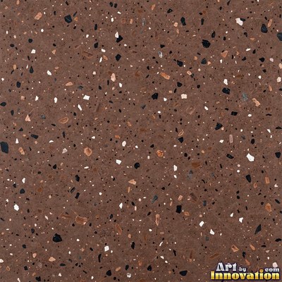 Polished terrazzo with small stone chips scattered evenly across a charcoal base