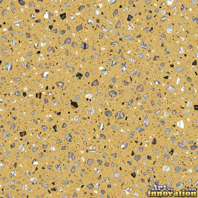 Cream and sand terrazzo set with large irregular stone fragments