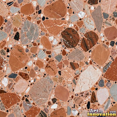 Cream and sand terrazzo set with large irregular stone fragments