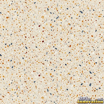 Black and white terrazzo flecked with mother of pearl, evenly lit