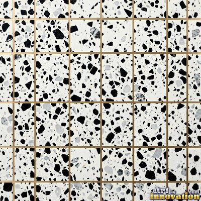 Minimal terrazzo with sparse chips on a smooth warm yellow base