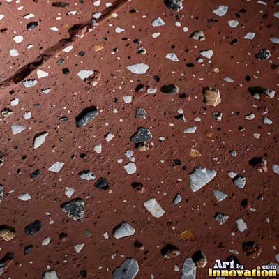 Minimal terrazzo with sparse chips on a smooth warm yellow base