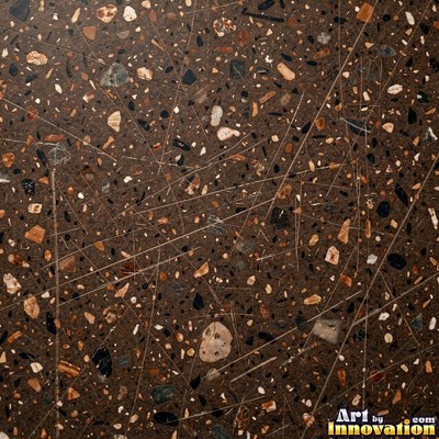 Cream and sand terrazzo set with large irregular stone fragments