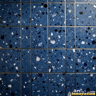 Cream and sand terrazzo set with large irregular stone fragments