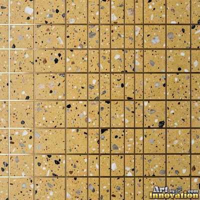 Polished terrazzo with small stone chips scattered evenly across a charcoal base