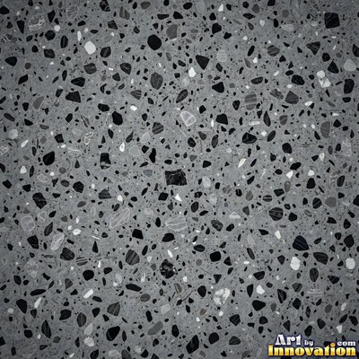 Cream and sand terrazzo set with large irregular stone fragments