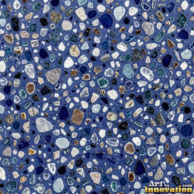 Black and white terrazzo flecked with mother of pearl, evenly lit