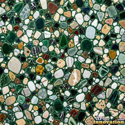 Minimal terrazzo with sparse chips on a smooth warm yellow base